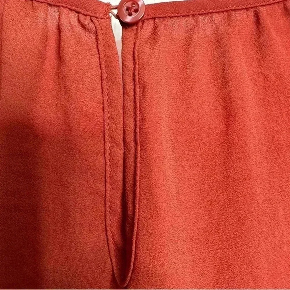 Simply Vera Vera Wang Blouse Semi-Sheer Ruffled Sleeves Burnt Orange Size XS - Picture 16 of 16